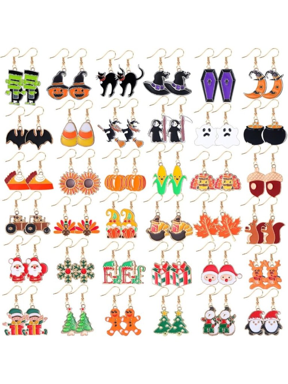 36 Pairs Holiday Earrings Set for Women - Festive Gift Jewelry Collection